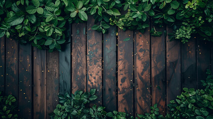 Green Leaves Overlapping Wooden Fence
