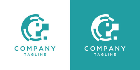 Obraz premium Initial Letter C modern digital business technology