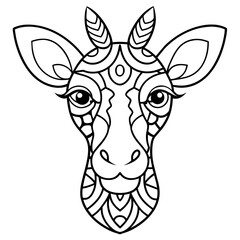 Giraffe head line art vector illustration