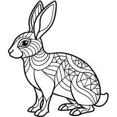 Illustration of A Rabbit Line Art  Vector Coloring Page