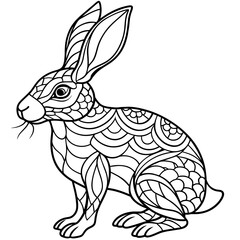 Fototapeta premium Illustration of A Rabbit Line Art Vector Coloring Page