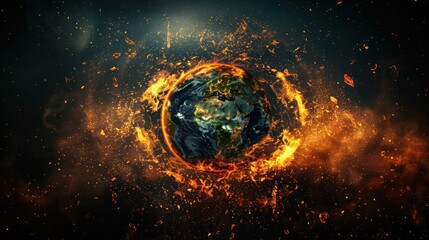 Negative effects of the climate change to the planet Earth. - obrazy, fototapety, plakaty