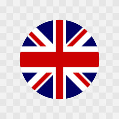 United Kingdom of Great Britain and Northern Ireland flag - circle vector flag isolated on checkerboard transparent background