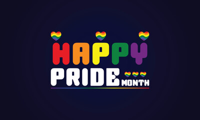 Happy Pride Month text with flag illustration design