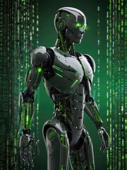 Naklejka premium Futuristic AI Robot Bridging Creativity Technology and Artistry robot