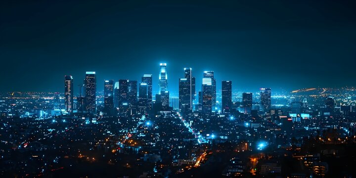 Illuminated Los Angeles: Nighttime Cityscape of California, USA. Concept Cityscape Photography, Nighttime Skyline, Urban Lights, Los Angeles Landmarks, California Dreaming