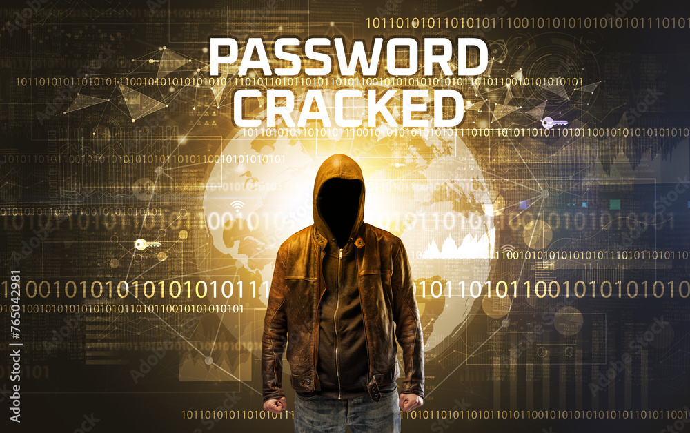 Aufkleber faceless hacker at work, security concept