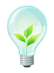 電球の中に植物が生えたエコのイメージのイラスト素材