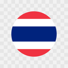 Thailand flag - circle vector flag isolated on checkerboard transparent background