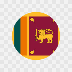 Sri Lanka flag - circle vector flag isolated on checkerboard transparent background