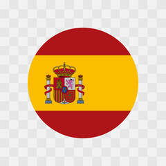 Spain flag - circle vector flag isolated on checkerboard transparent background