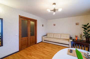 standard interior apartment. living room with sofa