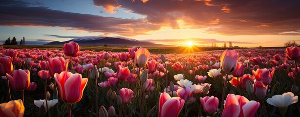 beautiful tulips at spring
