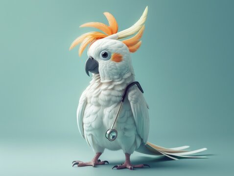 Doctors' research safeguarded by enhanced data security in virtual bioenergy relief network, with cockatoo symbols representing hope.