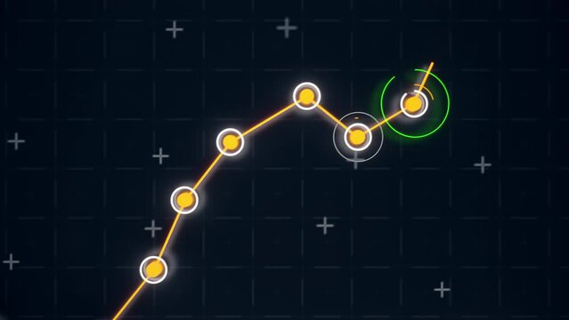 Growing Line Chart Graph with Orange Arrow showing upward trend on dark grid background. Ideal for illustrating business growth, financial success, and positive trends.
Ultra HD 4K 3840x2160 Animation