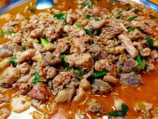 Curry chicken in the market