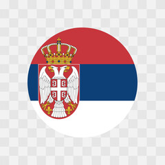 Serbia flag - circle vector flag isolated on checkerboard transparent background © pyty
