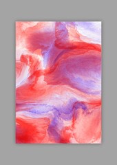 Modern abstract art design, watercolor background in red purple colors. Template for celebration, ads, poster, cards, cover design , postcard.