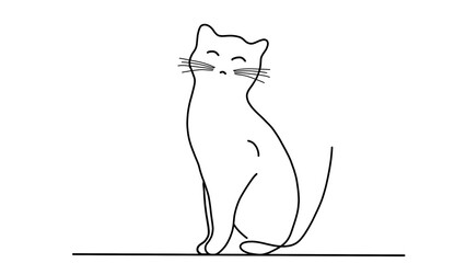 Elegant Line Drawing Art: Captivating Cat Sketch