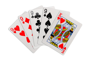 Four of a kind playing cards on transparent background