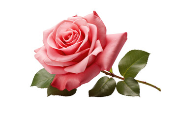 Fototapeta premium A Delicate Pink Rose Blooms on a Clean White Canvas.
