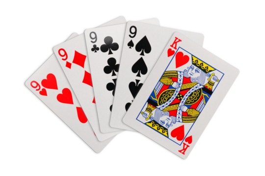 Four of a kind playing cards on transparent background