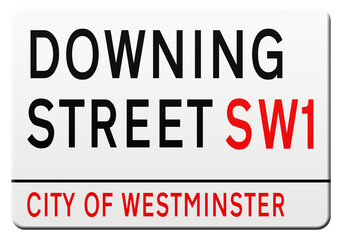 Digital illustration - London street sign - Downing Street. - obrazy, fototapety, plakaty