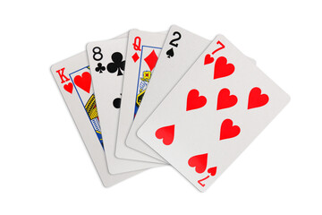 High card playing cards on transparent background