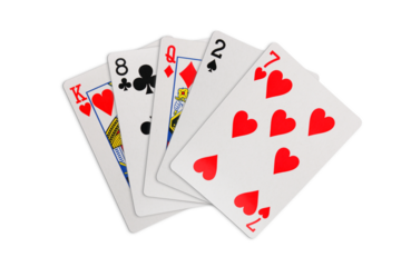 High card playing cards on transparent background
