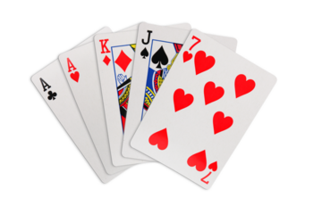 One pair playing cards on transparent background
