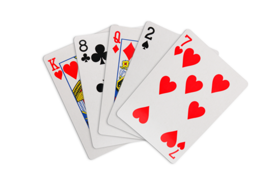 High card playing cards on transparent background