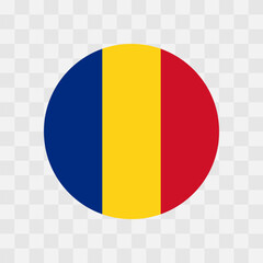 Romania flag - circle vector flag isolated on checkerboard transparent background