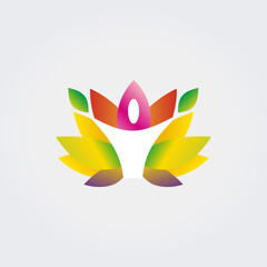 Silhouette du corps avec fleur de Lotus Yoga icône Logo plusieurs couleurs soins de santé compassion amour élément