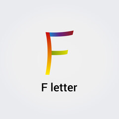Lettre F icône Design unique isolé logo marque identité visuelle couleurs arc-en-ciel modèle modifiable vecteur monogramme emblème illustration marque sur fond dégradé clair
