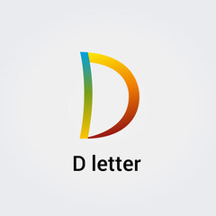 Lettre D icône Design unique isolé logo marque identité visuelle couleurs arc-en-ciel modèle modifiable vecteur monogramme emblème illustration marque sur fond dégradé clair