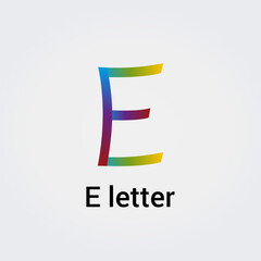 Lettre E icône Design unique isolé logo marque identité visuelle couleurs arc-en-ciel modèle modifiable vecteur monogramme emblème illustration marque sur fond dégradé clair