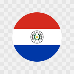 Fototapeta premium Paraguay flag - circle vector flag isolated on checkerboard transparent background