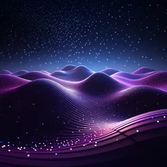 Foto op Canvas Ivory and purple waves background, in the style of technological art © Celina