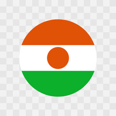 Niger flag - circle vector flag isolated on checkerboard transparent background - 765047129
