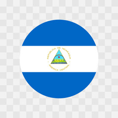 Nicaragua flag - circle vector flag isolated on checkerboard transparent background