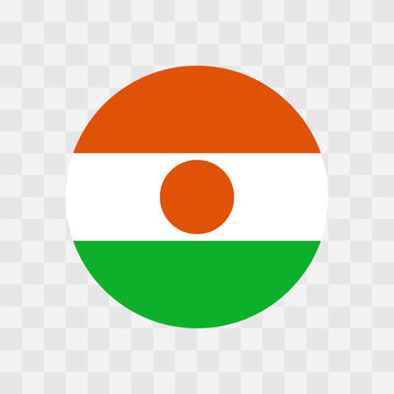 Niger flag - circle vector flag isolated on checkerboard transparent background