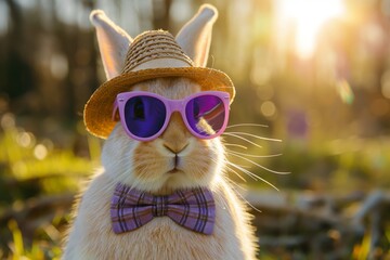 Hipster Bunny at Sunset - 765047384