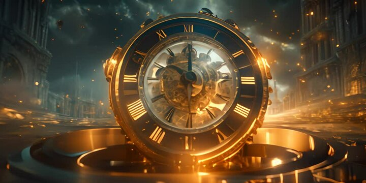 Time travel concept. Time travel clock. 4K Video