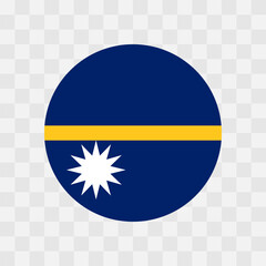 Nauru flag - circle vector flag isolated on checkerboard transparent background