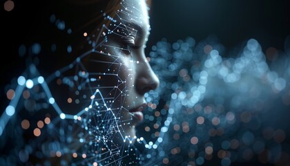 Technological Background: Lights, Beams, Code, Line Charts, and More