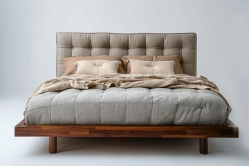 Wooden Frame Bed With Blanket