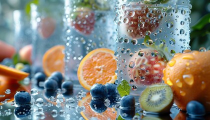 Technological Background: Lights, Beams, Code, Line Charts, and More