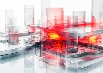 Technological Background: Lights, Beams, Code, Line Charts, and More