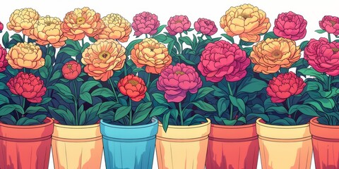 Bunch of Flowers in Decorative Pots