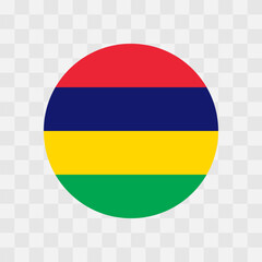 Mauritius flag - circle vector flag isolated on checkerboard transparent background